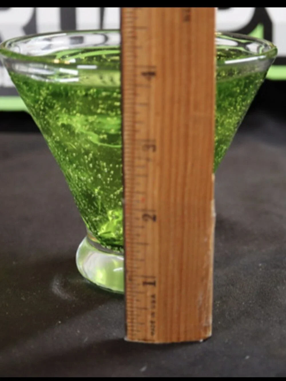 Unique Glowing Green Clear Bubble Handblown Footed Martini Cocktail Glass